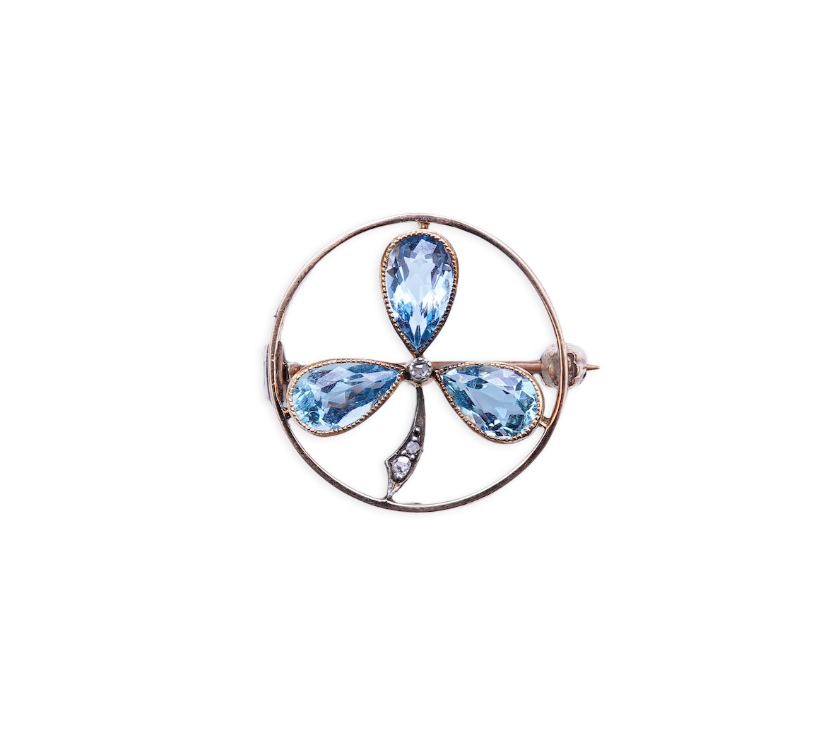 An aquamarine and diamond brooch, early 20th century